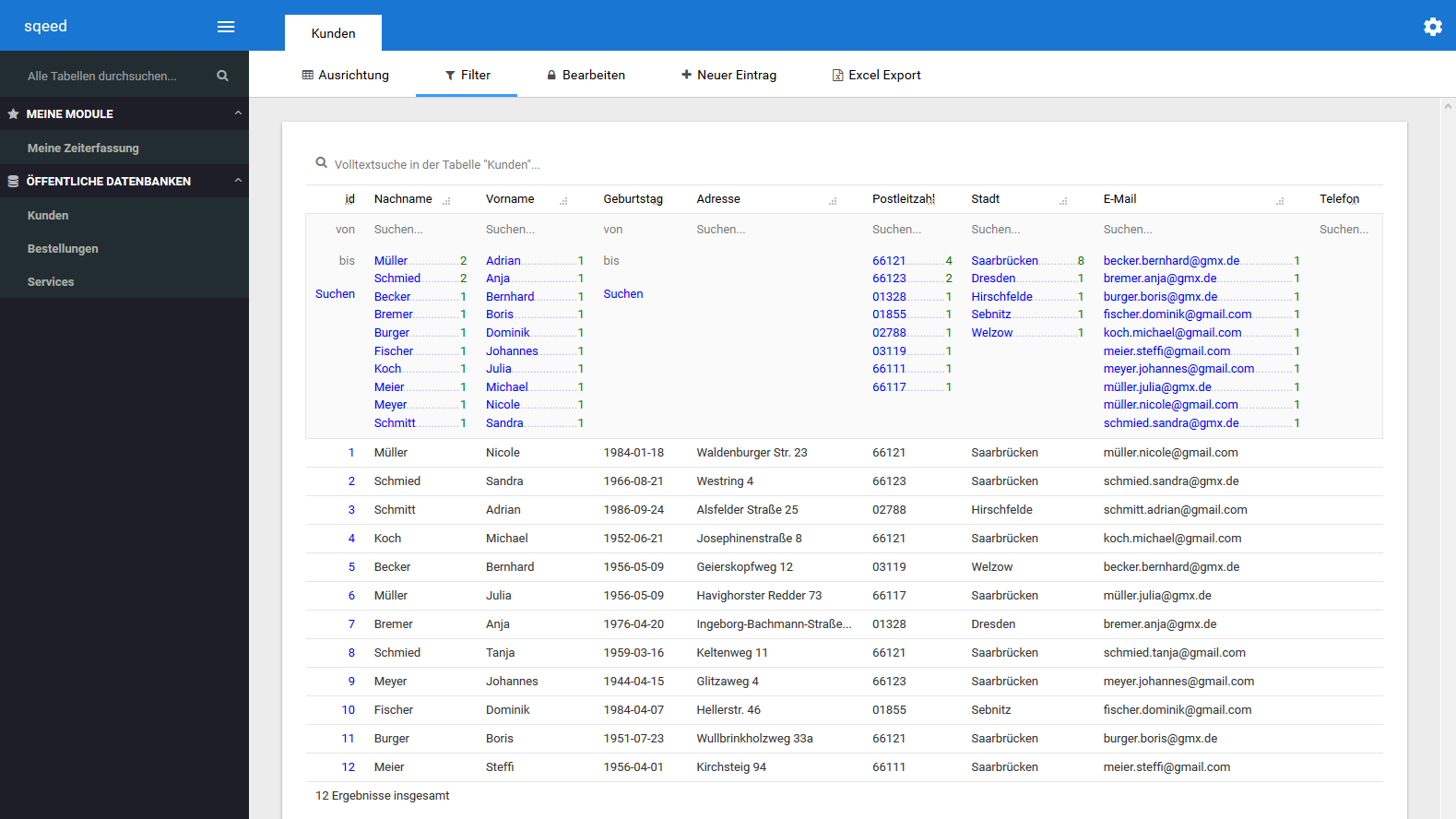 Datenbankverwaltung Sqeed