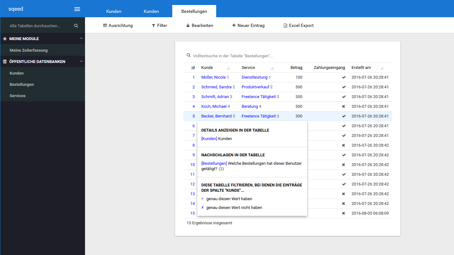 Datenbankverwaltung Sqeed